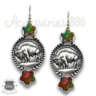Buffalo coin earring