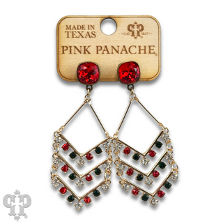 Chevron shape rhinestone earring with Austrian crystal