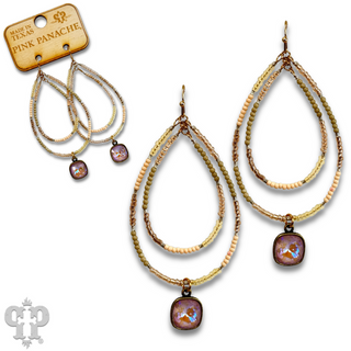 Double teardrop seed bead earring with Austrian crystal