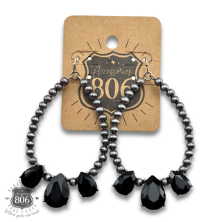 Western burnished bead and rhinestone teardrop earring