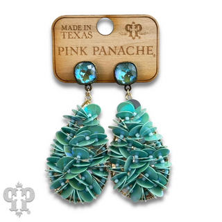 Ruffled sequin earring with Austrian crystal