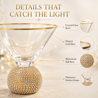 Gold Crystal Ball Stemless Martini Glasses Set Of 2 By For Drinking Martinis Gold Ac
