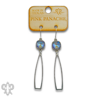 Silver oar shape earring with Austrian crystal