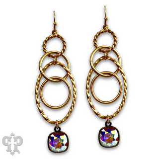 Multi ring earring with Austrian crystal