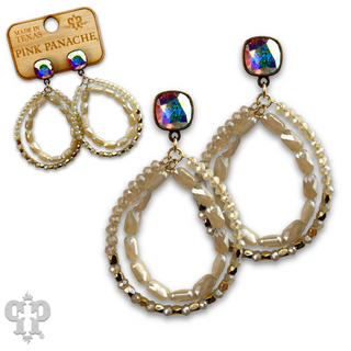 Double faceted bead teardrop earring with Austrian crystal