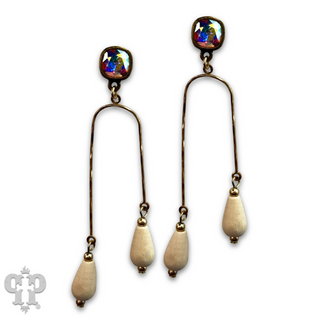 Golden arch earrings with Austrian crystal