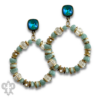 Beaded circle earring with Austrian crystal