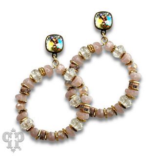 Beaded circle earring with Austrian crystal