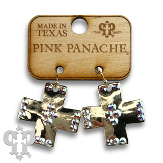 Shiny square cross earring with Austrian crystals