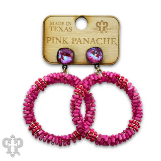Seed and tube bead circle earring with crystals from Swarovski®