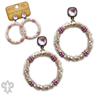 Seed and tube bead circle earring with crystals from Swarovski®