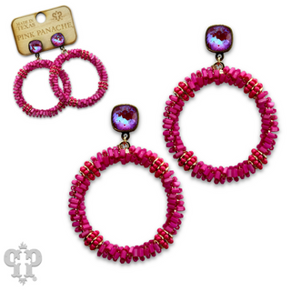 Seed and tube bead circle earring with crystals from Swarovski®