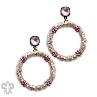 Seed and tube bead circle earring with crystals from Swarovski®