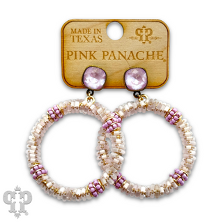 Seed and tube bead circle earring with crystals from Swarovski®