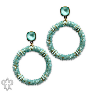 Seed and tube bead circle earring with crystals from Swarovski®