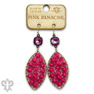 Woven flower bead diamond shape earring