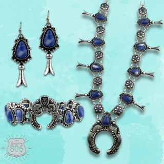 Stone inlay squash blossom earring