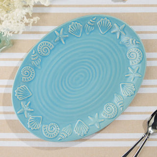 Coastline Blue Oval Platter 16" X 12"