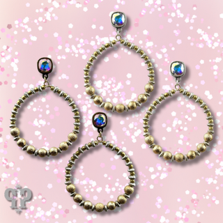 Foil texture bead circle earring