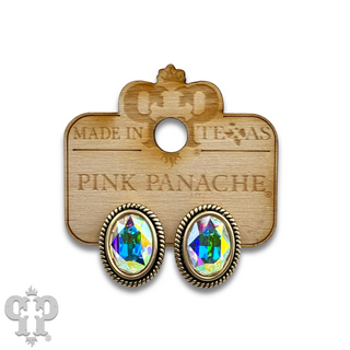 Oval rhinestone  in a custom post earring setting