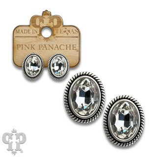 Oval rhinestone  in a custom post earring setting