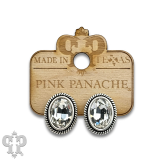 Oval rhinestone  in a custom post earring setting