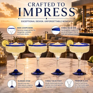 Mexican Hand Blown Margarita Glasses Premium Barware Gift Elegant Drinkware Collection