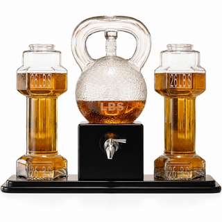 Kettlebell Whiskey Wine Decanter Set With Dumbbell Glasses Elegant Weightlifting Whiskey Decanter 10