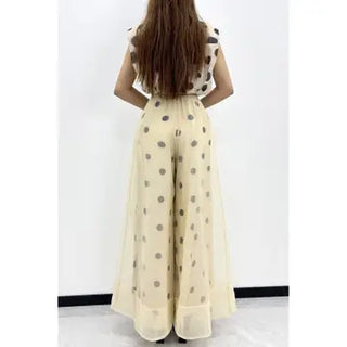 Polka Dot Sheer Wide Leg High Waist Pants