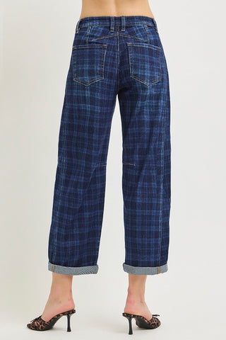 Easy Days Plaid Barrel Denim - Boutique Bella BellaJeans
