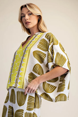 Easy Glam V - neck Oversize Top - Boutique Bella BellaTops