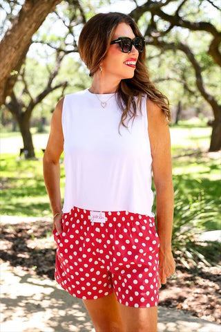 Easy Win Polka Dot Boxer Shorts - Red - Boutique Bella BellaShorts