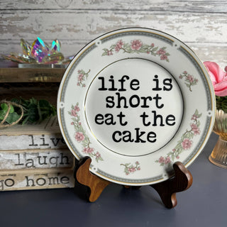 Eat the Cake Vintage Upcycled Plate - Boutique Bella Bellaplates