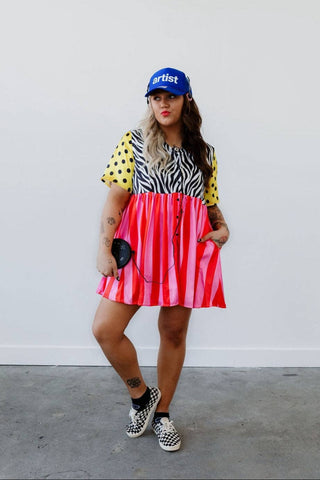 Eclectic Jungle Babydoll Dress - Boutique Bella BellaDress