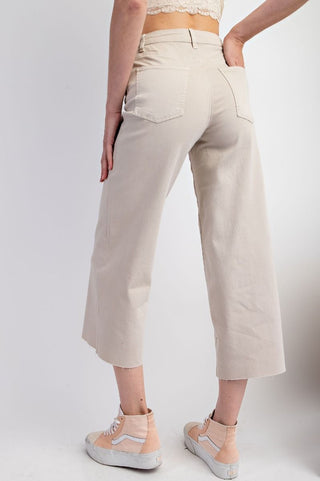 Ecru Button Front Wide Leg Pants - Boutique Bella BellaPants