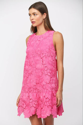 FLORAL EYELET BOW-BACK MINI DRESS