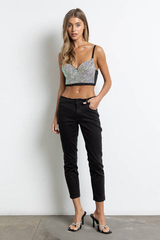 Iridescent rhinestone bustier corset top