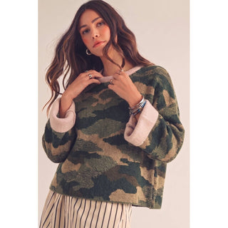 Camo Effortless Relaxed Cuff Sweater