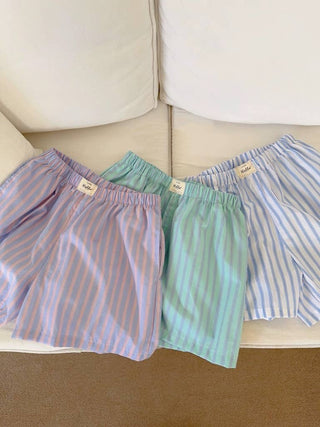 Elastic waist striped Relaxed Pull - On boxer shorts - Boutique Bella BellaBoxer Shorts