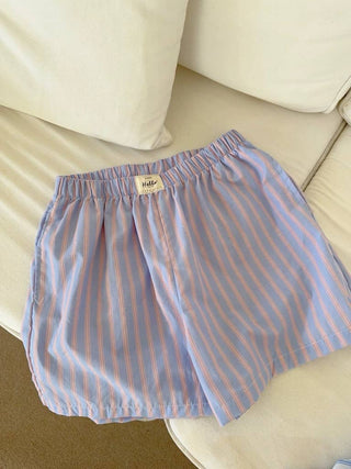 Elastic waist striped Relaxed Pull - On boxer shorts - Boutique Bella BellaBoxer Shorts
