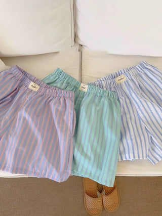 Elastic waist striped Relaxed Pull - On boxer shorts - Boutique Bella BellaBoxer Shorts
