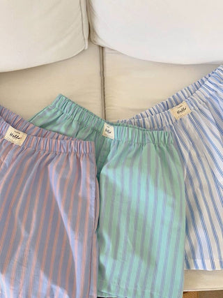 Elastic waist striped Relaxed Pull - On boxer shorts - Boutique Bella BellaBoxer Shorts