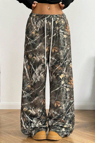 Elastic Waistband Camouflage Print Wide Leg Pants - Boutique Bella BellaPants