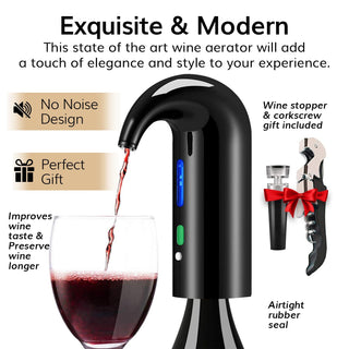 Electric Wine Aerator Dispenser Portable Premium Wine Accessory For Red White Wines Touch Activated - Boutique Bella Bella