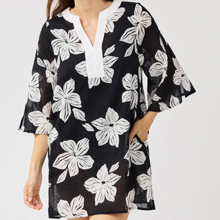 Elizabeth Beach Dress Lagoon Bloom in Black - Boutique Bella BellaDress