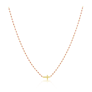 Elsa Side Cross Necklace Red - Boutique Bella BellaNecklace