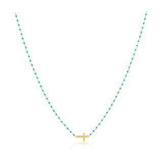 Elsa Side Cross Necklace Turquoise - Boutique Bella BellaNecklace