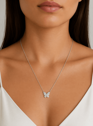 Elsie Pave Butterfly Necklace - Boutique Bella BellaNecklaces