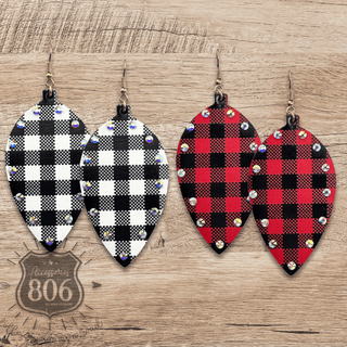 Embellished buffalo plaid print drop earring - Boutique Bella BellaEarrings