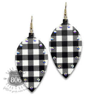 Embellished buffalo plaid print drop earring - Boutique Bella BellaEarrings